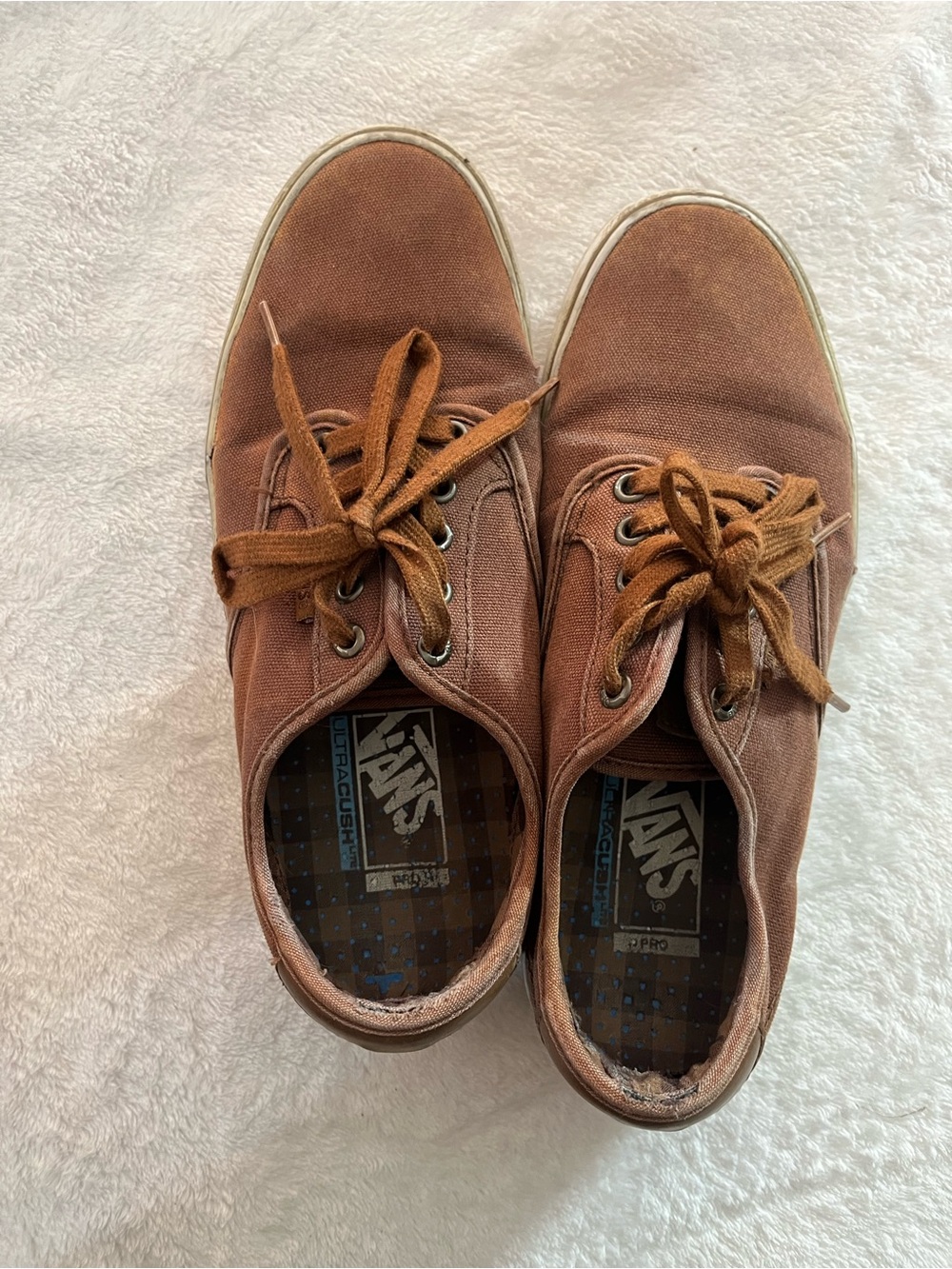 Mens VANS Pro Low Top Ultra Cush Lite Dark Brown Canvas Skate Shoes Size 8 Used